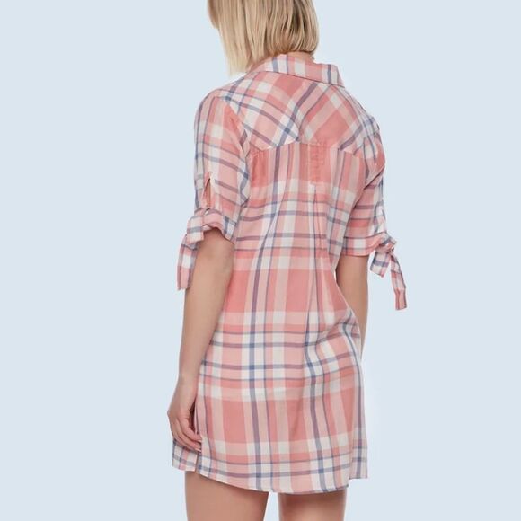 Billy T Sweet Plaid Button Up Shirtdress - Picture 3 of 4